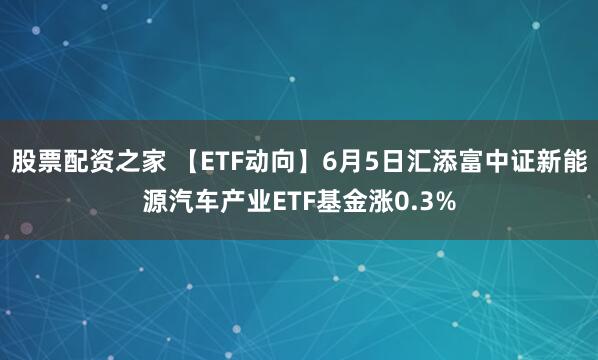 股票配资之家 【ETF动向】6月5日汇添富中证新能源汽车产业ETF基金涨0.3%