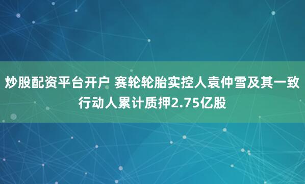 炒股配资平台开户 赛轮轮胎实控人袁仲雪及其一致行动人累计质押2.75亿股