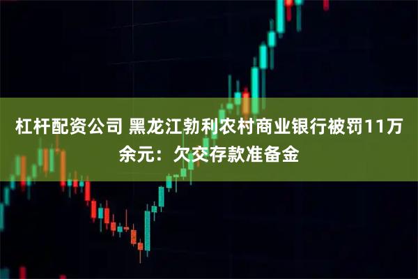 杠杆配资公司 黑龙江勃利农村商业银行被罚11万余元：欠交存款准备金